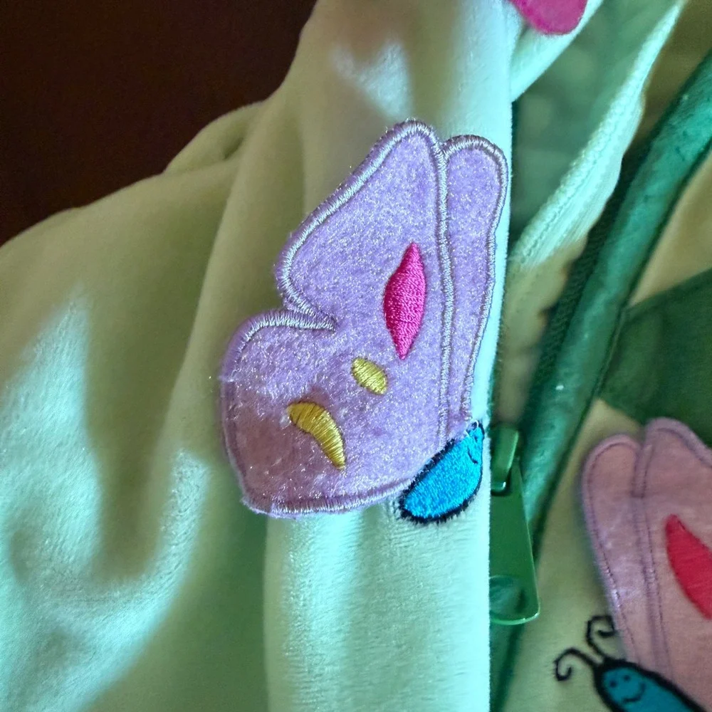 Vtg 80s Baby Flower Costume‎ Hooded Petal Jumpsuit Mint Pink Yellow